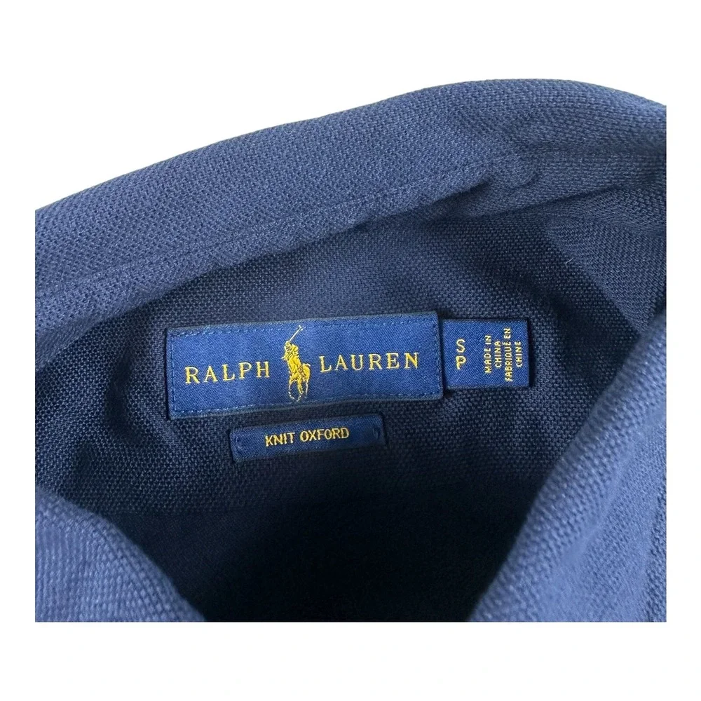 Polo Ralph Lauren Navy Knit Oxford Lobster Boats All Embroidered Polo Size S NWT